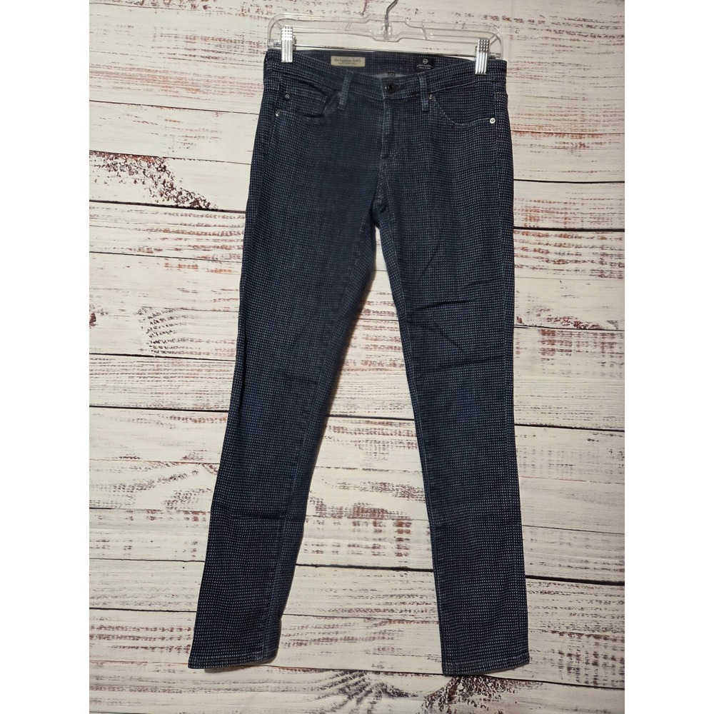 AG Adriano Goldschmied The Legging Ankle Jeans Blue Micro Dot Print 26R